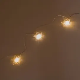 esotec Lichterkette Kunststoff 6m +2m Zuleitung 30 Eiskristalle warmweiß transparent
