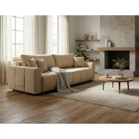 OTTO home Schlafsofa OTTO HOME "YLVAA 3-Sitzer, 239cm/Schlafsofa (132/198)-OTTO. Verlässliche Qualität", beige, B:239cm H:80cm T:52cm, Sofas, Schlafsofa, Tonnentaschen-Federkern, Bettkasten, Feinstruktur weich
