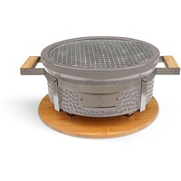 CREATE /BBQ KAMADO HIBACHI/Smoker Grill Rund Grau/Kompakt, vielseitig einsetzbar, zum Räuchern, Grillen und Kochen, Belüftungssystem.