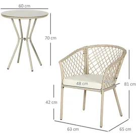 Outsunny Gartenmöbel, Set Polyester, Rattan