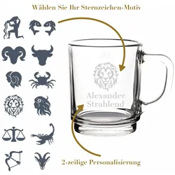 Glastasse 0,2l geeicht - Sternzeichen: Motiv-Auswahl