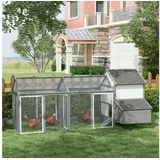 PawHut Hühnerstall 247 x 125 x 113,5 cm grau