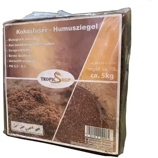 TropicShop kokoshumus Bodengrund - Portionierbare kokoserde - Als Beeterde für Kräutererde - Geeignet als kokoserde für zimmerpflanzen - Kokosfaser Terrarium Bodengrund - cocos Erde - cocos Humus