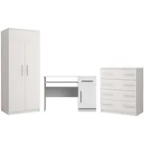 Deine Möbel 24 Jugendzimmer-Set OLMO Jugendzimmer Jugendmöbel Kinderzimmer komplett 3-teilig, (Set, 3-tlg., Weiß Weiß/Grau Weiß/Eiche Sonoma Modernes Möbel-Set für Kinder), Kleiderschrank Schreibtisch Kommode Scandi-Still weiß