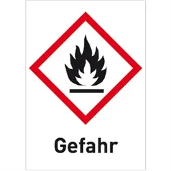 Aufkleber Entzündbar (GHS 02) Gefahr, Folie, 52x74 mm, 500 Stück/Rolle