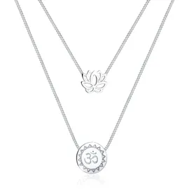 Elli Halskette Lotusblume Om Mantra Symbol Layer 925 Silber