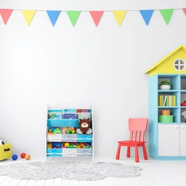 Relaxdays Kinderregal Tiere Motiv 74 x 62 x 31,5 cm mehrfarbig