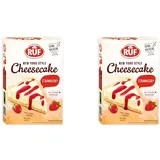 RUF New York Cheesecake Strawberry ohne Backen, Original amerikanischer Käsekuchen mit Erdbeersoße, 1 x 360g (Packung mit 2)