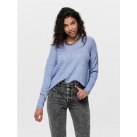 ONLY Damen Warmer Strickpullover | Knitted Basic Stretch Sweater | Langarm V-Ausschnitt Shirt ONLCAMILLA, Farben:Blau, Größe:XS