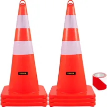Vevor Sicherheitskegel 73 cm Verkehrskegel, 6-teiliger PVC-Baukegel, 2 Reflektierende Kragen, Verkehrskegel mit Beschwerter Basis und Han...
