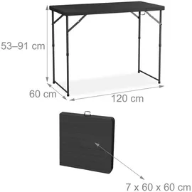 Relaxdays Gartentisch klappbar 120 x 60 x 74 cm Schwarz