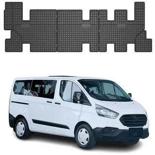 Omac Gummi Fußmatten kompatibel mit Ford Tourneo Custom 3RD Row 2012-2021 Matten Schwarz 3X