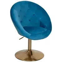 FineBuy Loungesessel Blau Drehstuhl Clubsessel Samt Cocktailsessel Barsessel