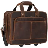 GREENBURRY Vintage 2 Rollen Businesstrolley 33 cm Laptopfach braun