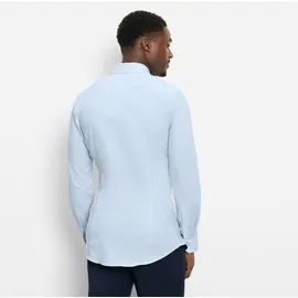 Olymp Langarmhemd "No 6 six", Herren, Gr. 40, N-Gr, bleu, Web, Obermaterial: 97% Baumwolle, 3% Elastolefin, unifarben, sehr schmal normal, 2-Knopf-Manschette, Hemden, super slim, Kentkragen, Businesshemd