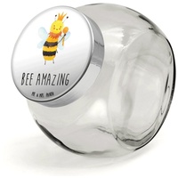 Mr. & Mrs. Panda Vorratsglas XL 2000ml Biene König - Weiß - Geschenk, Küchenbehälter, Snackdose, A, Premium Glas, (1-tlg), Hochwertiger Druck weiß