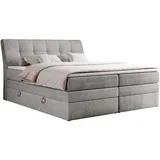 MKS Boxspringbett GOLD-10 KING 160/200 Hellgrau Velvet - H4