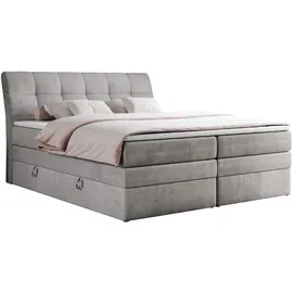 MKS Boxspringbett GOLD-10 KING 160/200 Hellgrau Velvet - H4