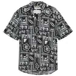 TOM TAILOR DENIM Herren Relaxed Fit Hemd im Hawaii-Look, schwarz, Gemustert, Gr. XXL