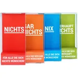 Nichts Geschenk im 4er Set, Absolut gar nix verschenken, Witziger Scherzartikel, Geburtstagsgeschenk für Menschen, die Sich Nichts wünschen