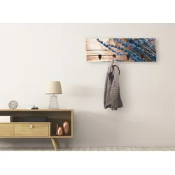 Garderobenleiste ARTLAND "Lavendel vor Holzhintergrund", braun, B:90cm H:30cm T:2,8cm, MDF, Garderobenhalter, teilmontiert