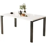 ENDO Möbel Endo-Moebel Esstisch, Weiß Hochglanz, Holzwerkstoff, Rechteckig,Rechteckig, 80x76x80 cm, Esszimmer, Tische, Esstische