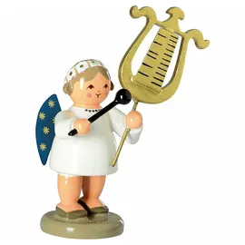 KWO Kunstgewerbe-Werkstätten Olbernhau GmbH Engel mit Glockenspiellyra 5 cm mehrfarbig