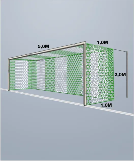Cawila Tornetz HEXA 5,15x2,05m | Tiefe 1,0x1,0m | Maschenweite 12cm | Stärke 4mm | grün/weiß