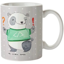 Mr. & Mrs. Panda Tasse Programmierer mit Herz – Grau Pastell – Geschenk, Kaffeebecher, Softw, Keramik grau