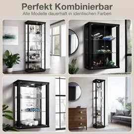 K-Möbel Glasvitrine C1014 176 x 37 x 33 cm Schwarz/Sonoma Eiche