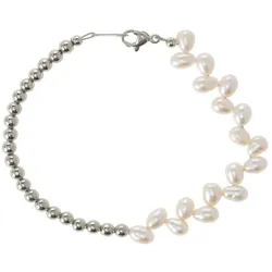 Gemshine Armband 'Zuchtperlen' Armbänder & Armreife   Grau Damen 