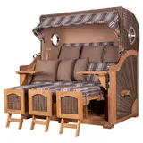Mr. Deko bene living Strandkorb Komplettset Ammersee Grande XXL Teak Bullauge PE grau Modell 522