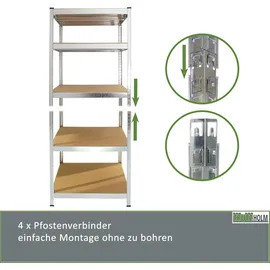 Trutzholm Schwerlastregal Stahl 180x75x75cm grau 875 kg 5 Böden