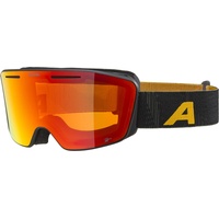 Alpina NENDAZ Q-LITE - Verspiegelte, Kontrastverstärkende OTG Skibrille Mit 100% UV-Schutz Für Erwachsene, black-yellow matt, One Size