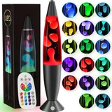 Soarling 13.5" Lavalampe, Art Deco Retro Lampe mit 17 RGB Farben & Fernbedienung, Große Deko-Lampe für Erwachsene & Kinder, Partybeleuchtung mit Flüssigkeitseffekt(Schwarz)