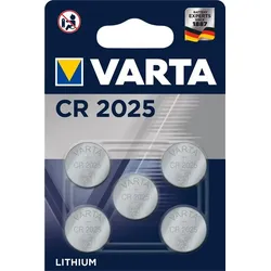 VARTA Knopfzelle Lithium CR2025, 5er Blister