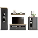 OTTO home Wohnwand OTTO HOME "Westminster", grau (dunkelgrau, wotan eiche), B:334cm, Kastenmöbel-Sets, Holz Wohnwände Wohnwand, im romantischen Landhausstil