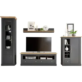 OTTO home Wohnwand OTTO HOME "Westminster", grau (dunkelgrau, wotan eiche), B:334cm, Kastenmöbel-Sets, Holz Wohnwände Wohnwand, im romantischen Landhausstil