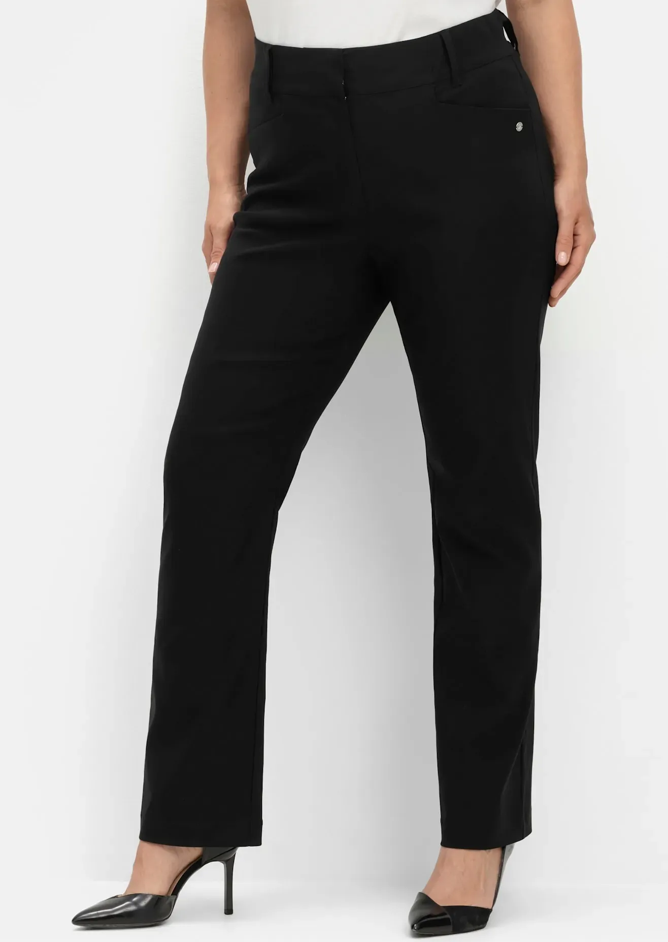 Webhose SHEEGO, Damen, Gr. 52, Normalgrößen, schwarz, 70% Viskose, 25% Polyamid, 5% Elasthan, unifarben, Hosen