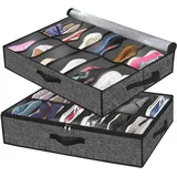 2 Stück - Transparenz-Schuhbox mit Ritsverschluss, (schwarz, 75x60x15 cm) - Schwarz