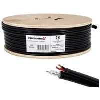 PremiumX 100m RG59 Koaxialkabel + 2 Netzkabel Eca Videobild
