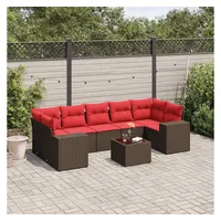 vidaXL Gartensofa-Set 8-tlg. braun Polyrattan