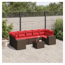 vidaXL Gartensofa-Set 8-tlg. braun Polyrattan