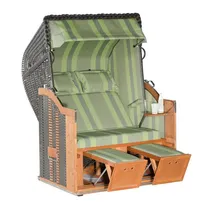 SonnenPartner Strandkorb Classic 2-sitzer Halbliegemodell Anthrazit/grün Mit Sonderausstattung - Sonnenpartner