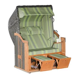 SonnenPartner Strandkorb Classic 2-sitzer Halbliegemodell Anthrazit/grün Mit Sonderausstattung - Sonnenpartner