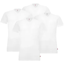 LEVI'S Herren T-Shirts, 4er Pack - V-Ausschnitt, Kurzarm, einfarbig Weiß M