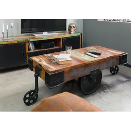 MASSIVMOEBEL24.DE Couchtisch mehrfarbig Altholz 120 x 60 x 43 cm