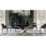 Casa Padrino Luxus Esstisch Hochglanz Schwarz / Titanfarben 200 x 120 x H. 75 cm - Esszimmertisch mit hochwertiger Keramik Tischplatte - Moderne Es... - Schwarz