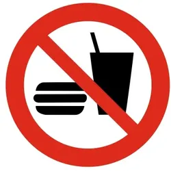 CombiCraft Aluminium Türschild 'Essen und Trinken Verboten' mit ISO 7010 Piktogramm P022 - 75mm Durchmesser mit 3M-Tape
