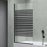 mai & mai Duschwand für Badewanne Sicherheitsglas mit NANO-Versiegelung Badewannenaufsatz 80x140cm Duschwand Teilsatiniert Schwarz Cortona201ms